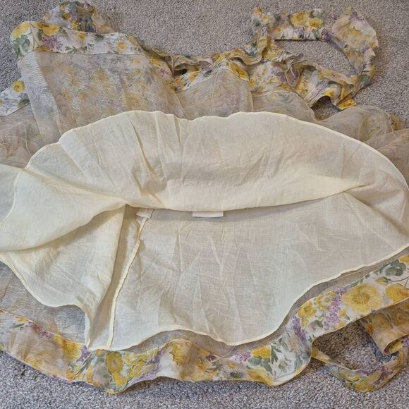 Zimmermann Harmony Linen-Silk Ruffled Floral Minidress Size 12 - Picture 8 of 9